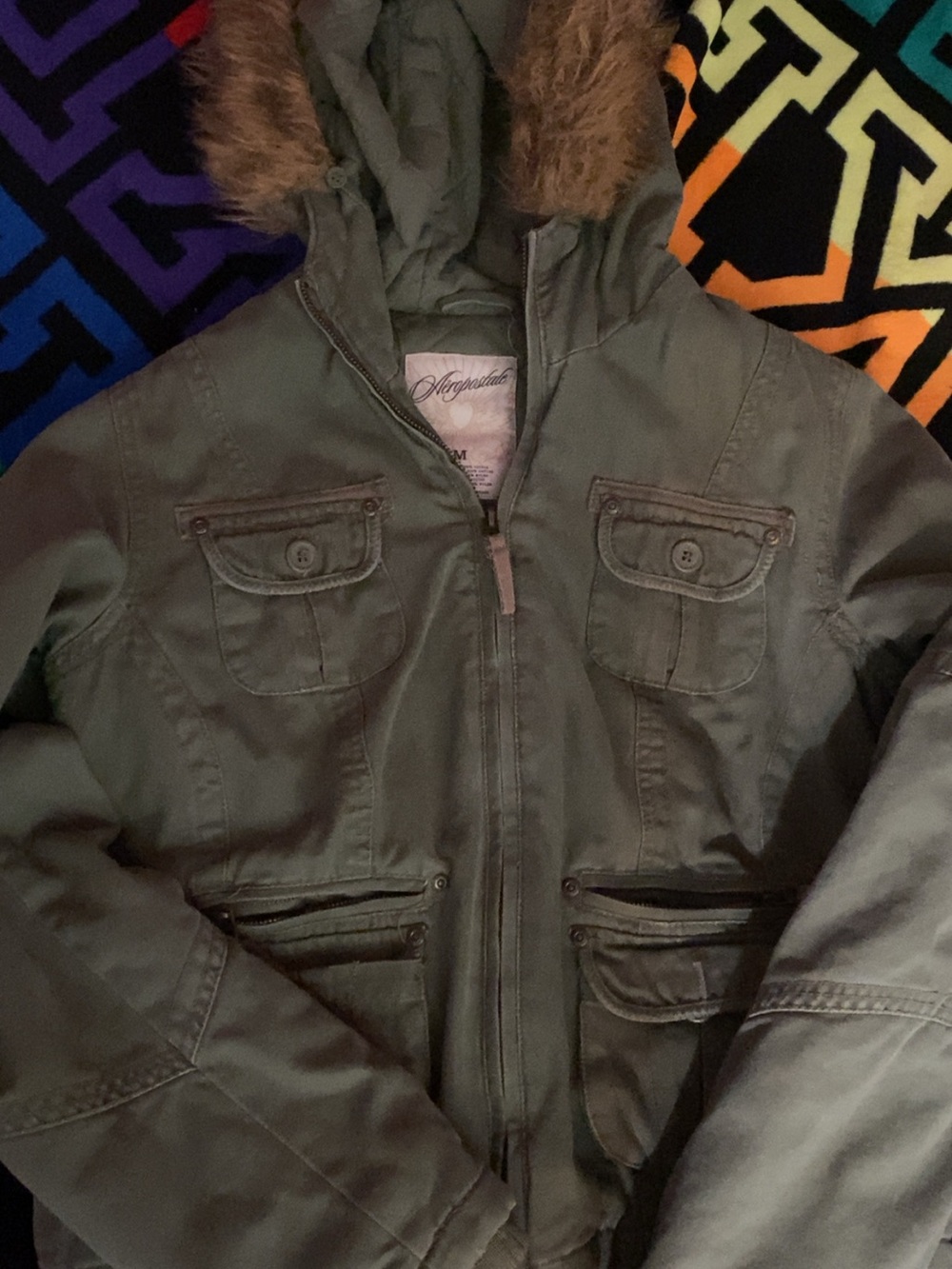 Vintage Y2K Womans Aero Jacket with Faux-Fur Trim